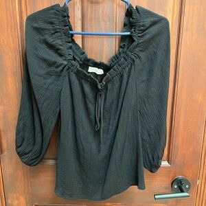 All in Favor Black Ruched Blouse